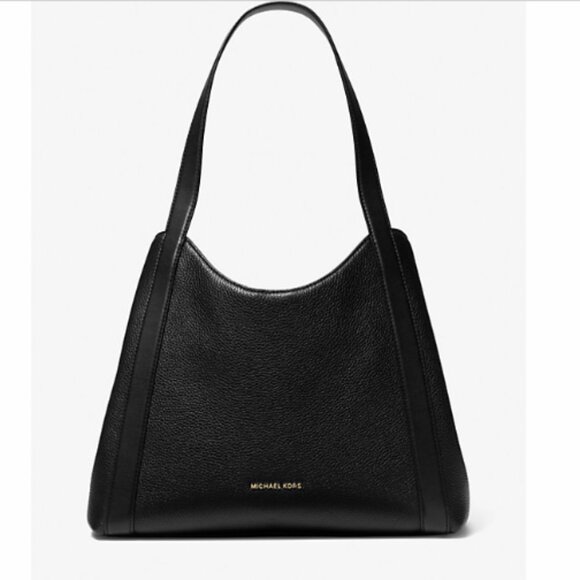 NWT Michael Kors Rosemary Large Pebbled Leather Shoulder Bag~Black - Picture 1 of 3